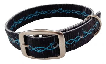 Showman Couture Black with Barbwire design nylon dog collar